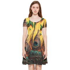 Forest Trees Snow Landscape Art Inside Out Cap Sleeve Dress by Cemarart