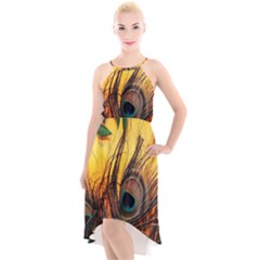 Forest Trees Snow Landscape Art High-low Halter Chiffon Dress  by Cemarart