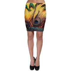 Japan Art Artwork Asia Drawing Lake Landscape Mountain Nature Oriental Bodycon Skirt by Cemarart