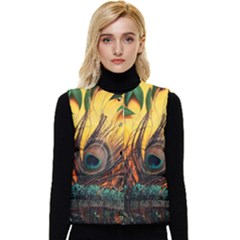 Forest Trees Snow Landscape Art Women s Button Up Puffer Vest by Cemarart