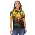 Japan Art Artwork Asia Drawing Lake Landscape Mountain Nature Oriental Women s Short Sleeve Double Pocket Shirt View1