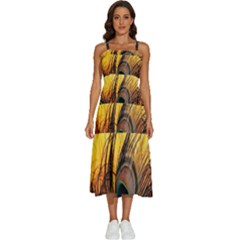 Japan Art Artwork Asia Drawing Lake Landscape Mountain Nature Oriental Sleeveless Shoulder Straps Boho Dress by Cemarart