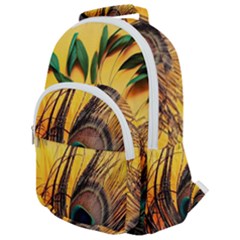 Peacock Feather Native Rounded Multi Pocket Backpack by Cemarart