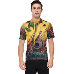 Peacock Feather Native Men s Short Sleeve Rash Guard by Cemarart