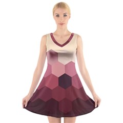 Hexagon Valentine Valentines V-neck Sleeveless Dress by Grandong