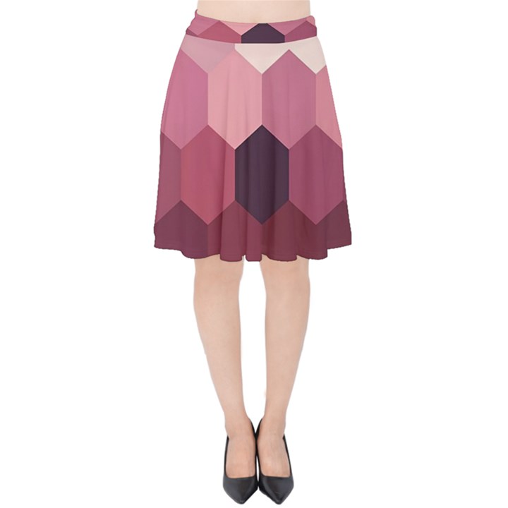 Hexagon Valentine Valentines Velvet High Waist Skirt