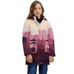 Hexagon Valentine Valentines Kids  Hooded Longline Puffer Jacket by Grandong