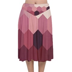 Hexagon Valentine Valentines Velvet Flared Midi Skirt by Grandong