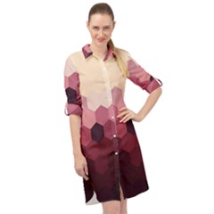 Hexagon Valentine Valentines Long Sleeve Mini Shirt Dress by Grandong