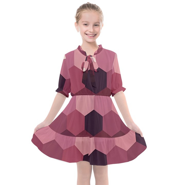 Hexagon Valentine Valentines Kids  All Frills Chiffon Dress