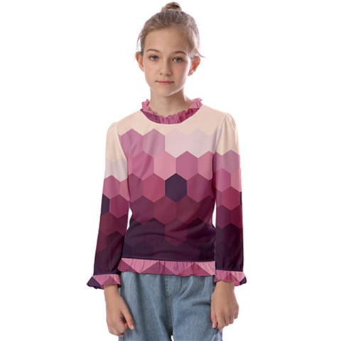 Hexagon Valentine Valentines Kids  Frill Detail T-shirt by Grandong