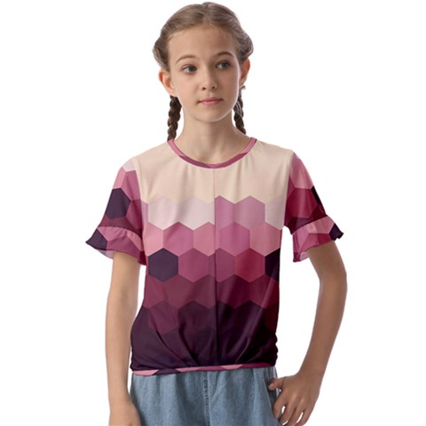 Hexagon Valentine Valentines Kids  Cuff Sleeve Scrunch Bottom T-shirt by Grandong