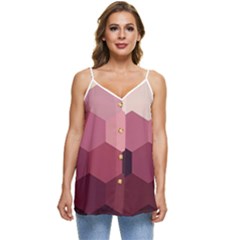 Hexagon Valentine Valentines Casual Spaghetti Strap Chiffon Top by Grandong