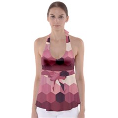 Pink Roses Flowers Love Nature Tie Back Tankini Top by Grandong