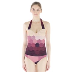 Pink Roses Flowers Love Nature Halter Swimsuit by Grandong