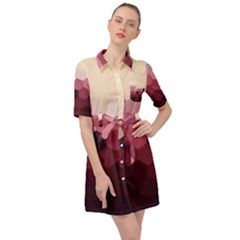 Pink Roses Flowers Love Nature Belted Shirt Dress by Grandong