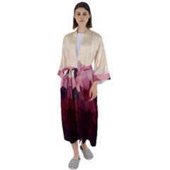 Pink Roses Flowers Love Nature Maxi Satin Kimono by Grandong