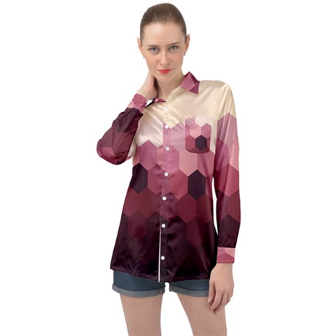 Love Amour Butterfly Colors Flowers Text Long Sleeve Satin Shirt by Grandong