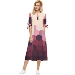 Love Amour Butterfly Colors Flowers Text Bow Sleeve Chiffon Midi Dress by Grandong