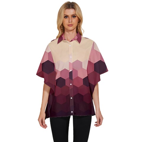 Love Amour Butterfly Colors Flowers Text Women s Batwing Button Up Shirt by Grandong