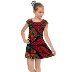 Fractals, Floral Ornaments, Rings Kids  Cap Sleeve Dress by nateshop