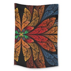 Fractals, Floral Ornaments, Rings Large Tapestry