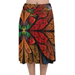 Fractals, Floral Ornaments, Rings Velvet Flared Midi Skirt by nateshop