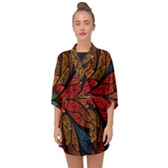 Fractals, Floral Ornaments, Rings Half Sleeve Chiffon Kimono