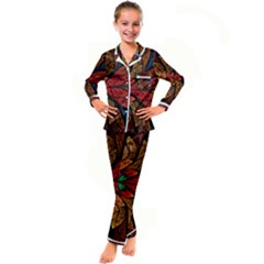 Fractals, Floral Ornaments, Rings Kids  Satin Long Sleeve Pajamas Set by nateshop