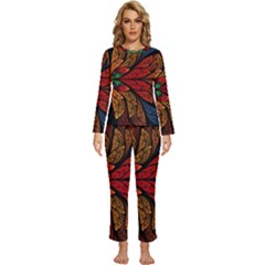 Fractals, Floral Ornaments, Rings Womens  Long Sleeve Lightweight Pajamas Set by nateshop