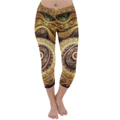 Fractals, Floral Ornaments, Waves Capri Winter Leggings  by nateshop