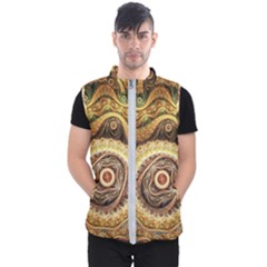 Fractals, Floral Ornaments, Waves Men s Puffer Vest by nateshop