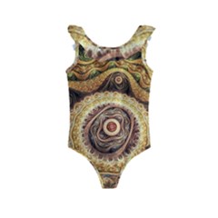 Fractals, Floral Ornaments, Waves Kids  Frill Swimsuit by nateshop