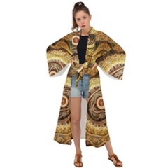 Fractals, Floral Ornaments, Waves Maxi Kimono by nateshop