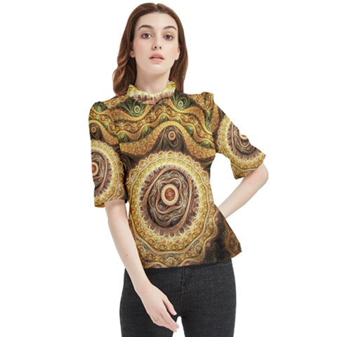 Fractals, Floral Ornaments, Waves Frill Neck Blouse by nateshop