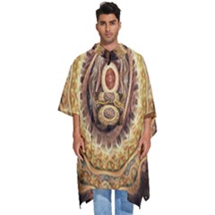 Fractals, Floral Ornaments, Waves Men s Hooded Rain Ponchos by nateshop