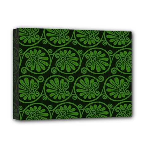 Green Floral Pattern Floral Greek Ornaments Deluxe Canvas 16  X 12  (stretched)  by nateshop