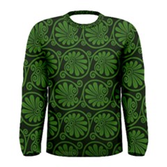 Green Floral Pattern Floral Greek Ornaments Men s Long Sleeve T-shirt by nateshop