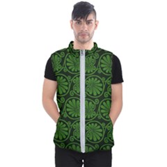 Green Floral Pattern Floral Greek Ornaments Men s Puffer Vest by nateshop