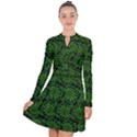 Green Floral Pattern Floral Greek Ornaments Long Sleeve Panel Dress View1