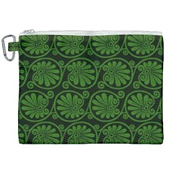 Green Floral Pattern Floral Greek Ornaments Canvas Cosmetic Bag (xxl)