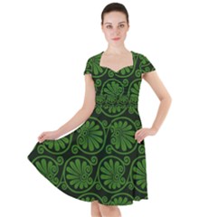 Green Floral Pattern Floral Greek Ornaments Cap Sleeve Midi Dress by nateshop