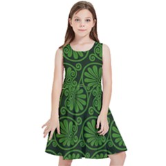 Green Floral Pattern Floral Greek Ornaments Kids  Skater Dress