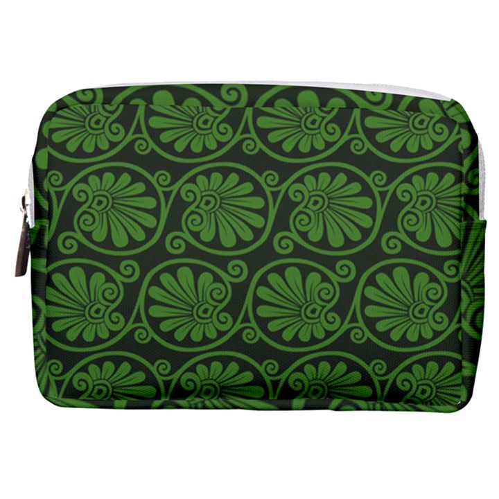 Green Floral Pattern Floral Greek Ornaments Make Up Pouch (Medium)