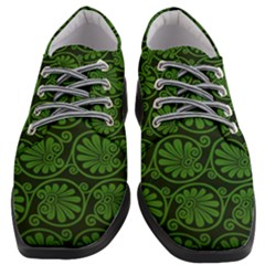 Green Floral Pattern Floral Greek Ornaments Women Heeled Oxford Shoes by nateshop