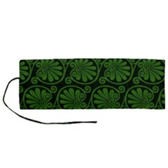 Green Floral Pattern Floral Greek Ornaments Roll Up Canvas Pencil Holder (m) by nateshop