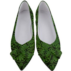 Green Floral Pattern Floral Greek Ornaments Women s Bow Heels by nateshop