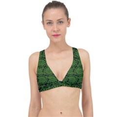 Green Floral Pattern Floral Greek Ornaments Classic Banded Bikini Top by nateshop