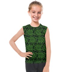 Green Floral Pattern Floral Greek Ornaments Kids  Mesh Tank Top by nateshop