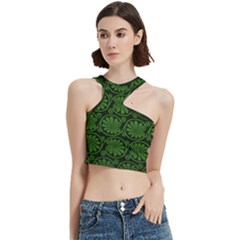 Green Floral Pattern Floral Greek Ornaments Cut Out Top by nateshop